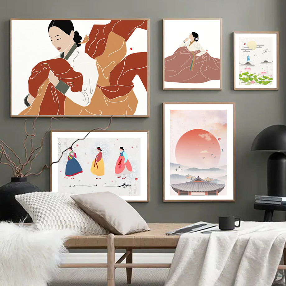 Modern Korean Lifestyle - Estilo coreano boho hanbok menina asiática