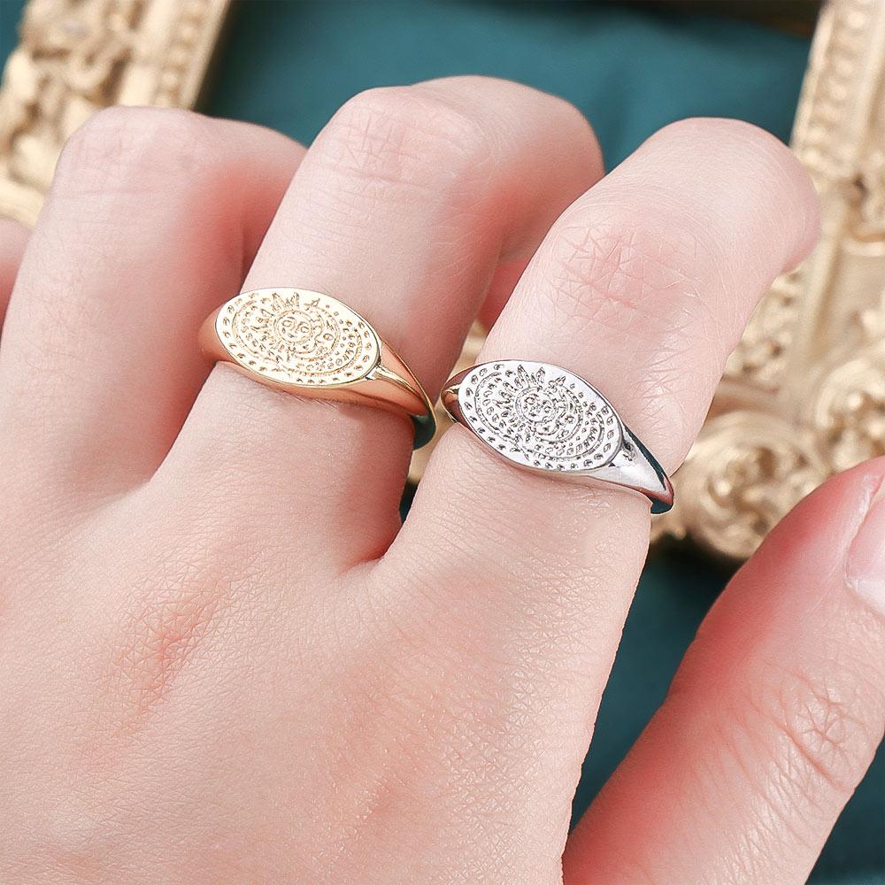 Anel minimalista com padrão de - Korean Women Lifestyle avaliação e preço