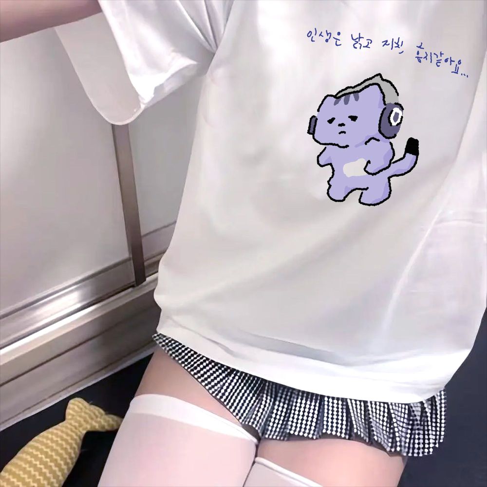 Camiseta com estampa de texto  - Korean Women Lifestyle avaliação e preço